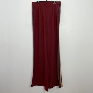 Dance & Marvel wine wide legs tuxedo stripes pants